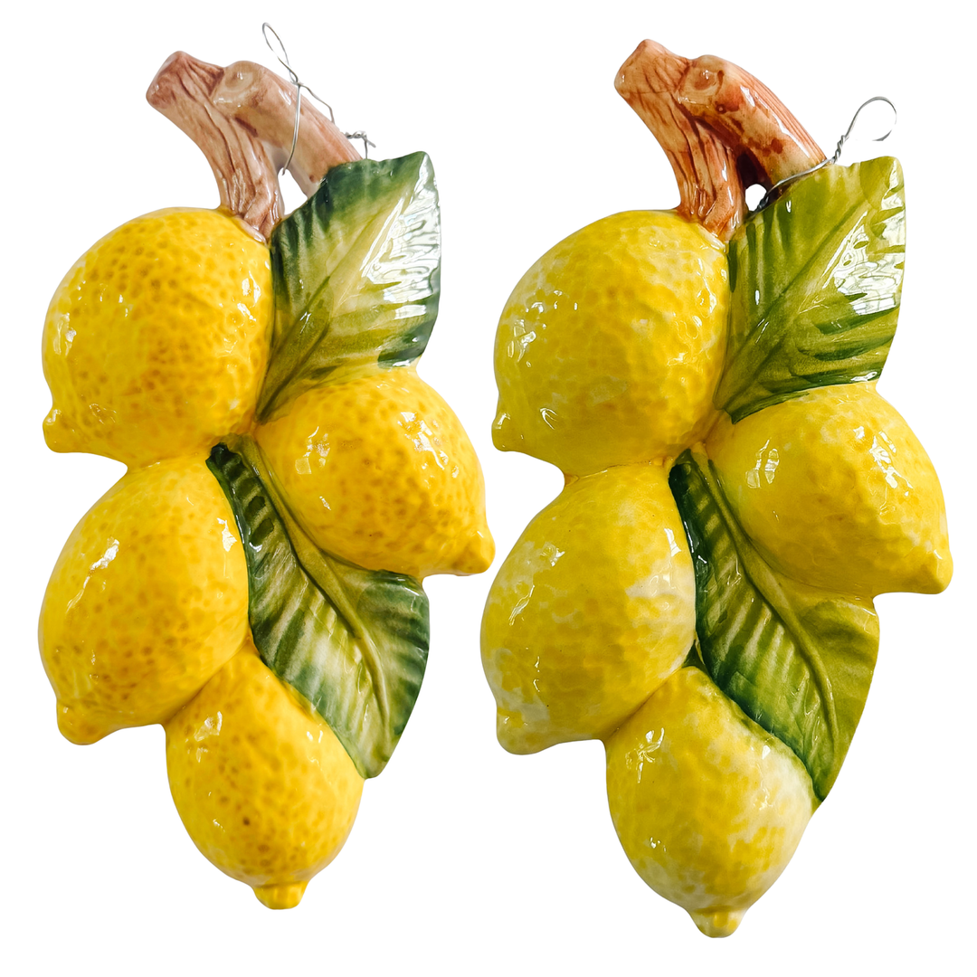 Vintage-Style Italian Majolica Lemon Wall Plaques by Bassano Del Grappa Ceramiche