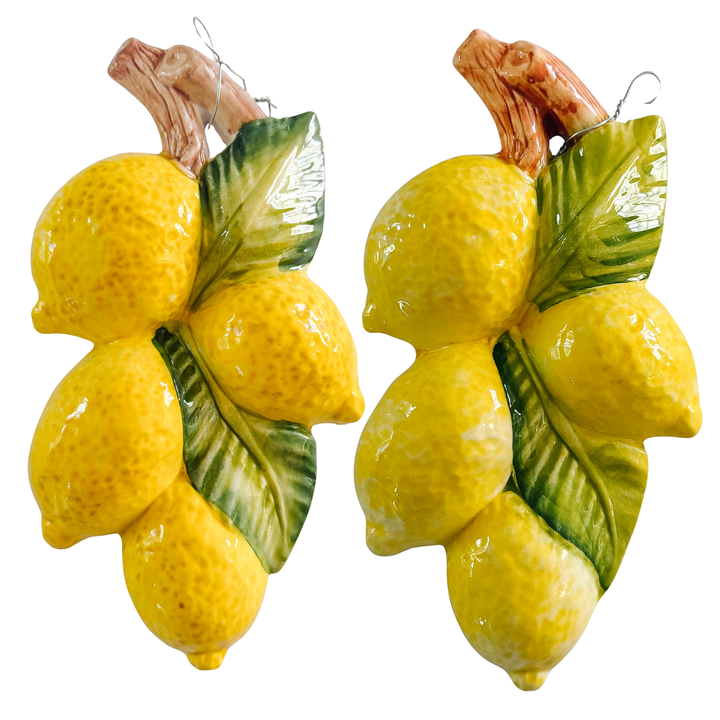 Vintage-Style Italian Majolica Lemon Wall Plaques by Bassano Del Grappa Ceramiche