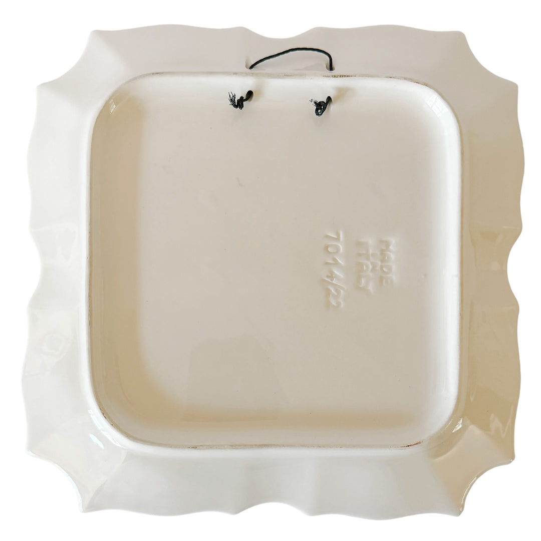Vintage Italian Hand-Painted Scalloped Square Wall Plates by Vietri