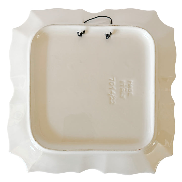 Vintage Italian Hand-Painted Scalloped Square Wall Plates by Vietri