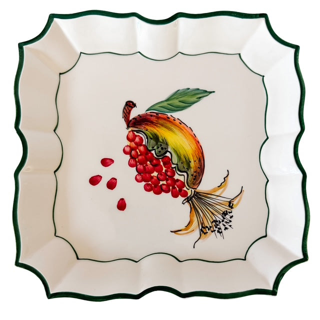 Vintage Italian Hand-Painted Scalloped Square Wall Plates by Vietri