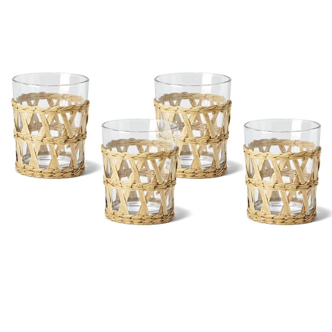 Island Chic Hand-Woven Lattice Pitcher & Glasses Set