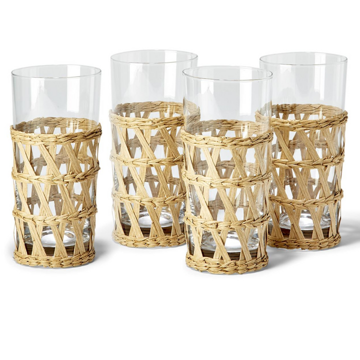 Island Chic Hand-Woven Lattice Pitcher & Glasses Set