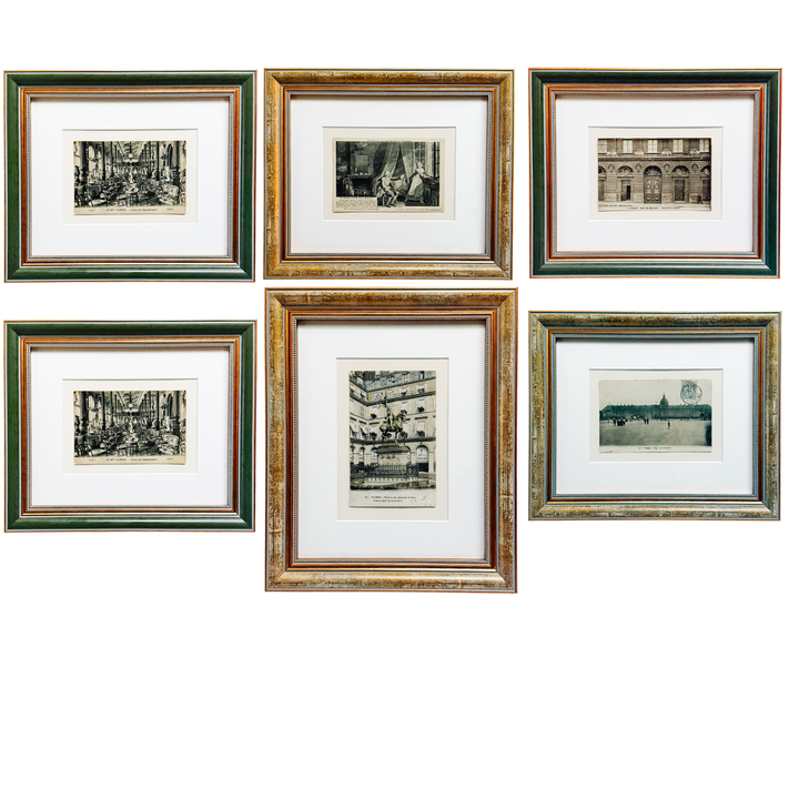 Curated Parisian Architecture & History Framed Postcard Collection