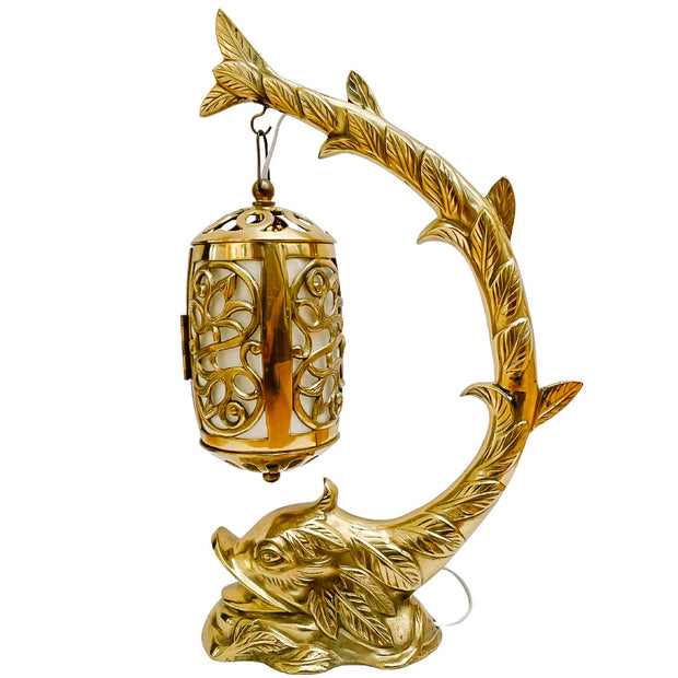 1970 American Brass Koi Fish Lantern Table Lamp