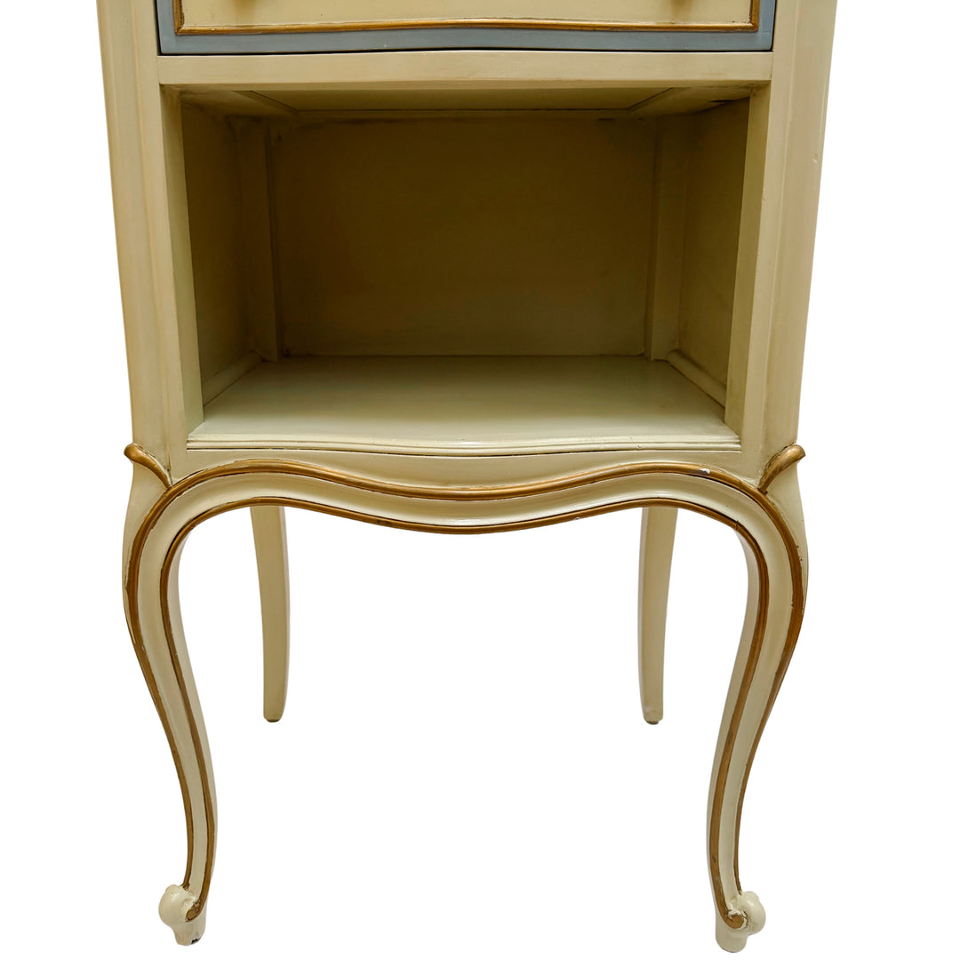 Drexel Touraine French Provincial Louis XV Style Crème Peinte Nightstands