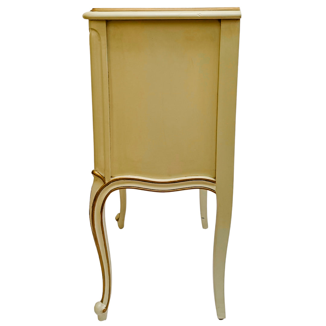 Drexel Touraine French Provincial Louis XV Style Crème Peinte Nightstands