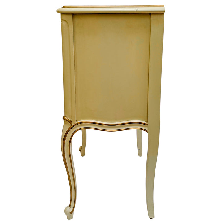Drexel Touraine French Provincial Louis XV Style Crème Peinte Nightstands