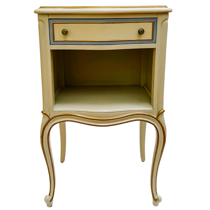 Drexel Touraine French Provincial Louis XV Style Crème Peinte Nightstands