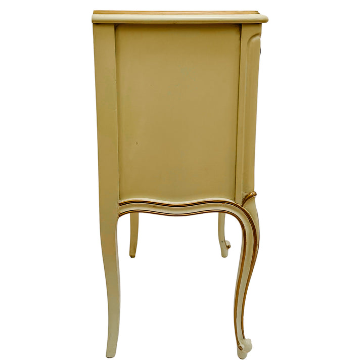 Drexel Touraine French Provincial Louis XV Style Crème Peinte Nightstands