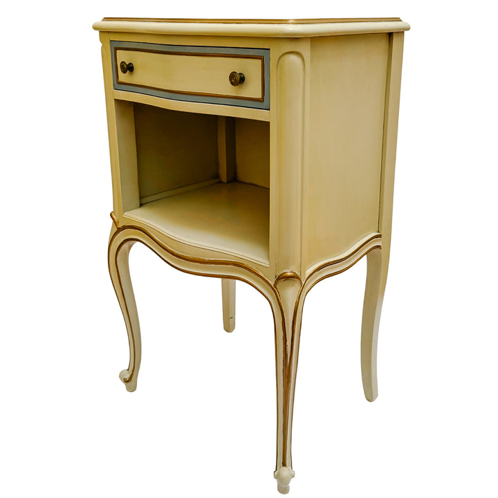 Drexel Touraine French Provincial Louis XV Style Crème Peinte Nightstands