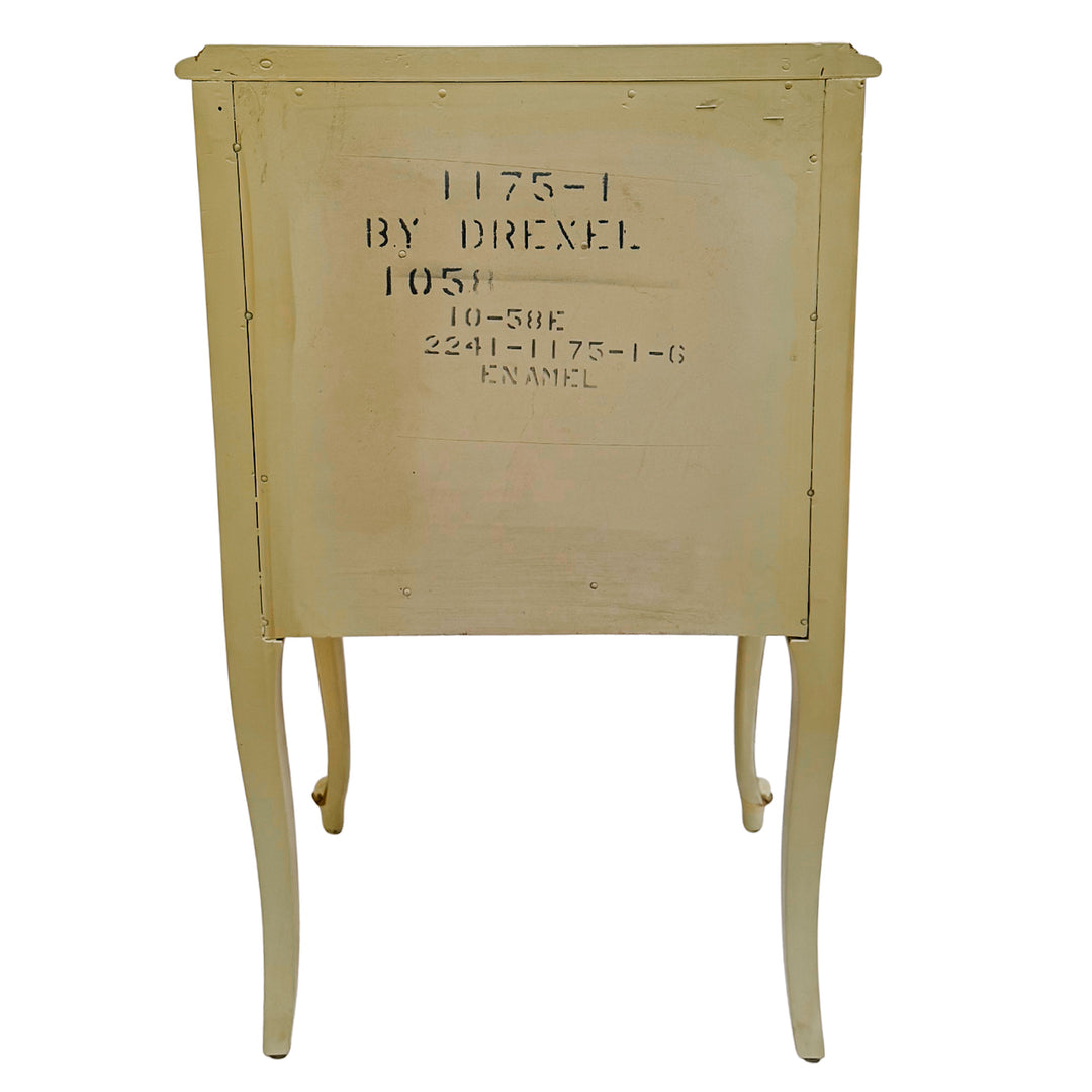 Drexel Touraine French Provincial Louis XV Style Crème Peinte Nightstands