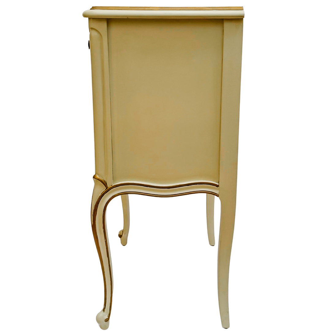Drexel Touraine French Provincial Louis XV Style Crème Peinte Nightstands