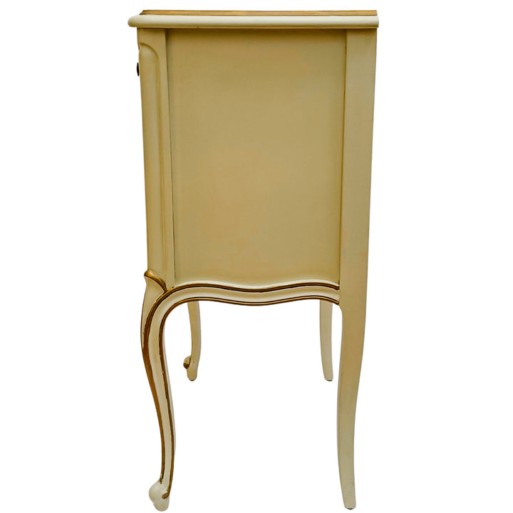 Drexel Touraine French Provincial Louis XV Style Crème Peinte Nightstands