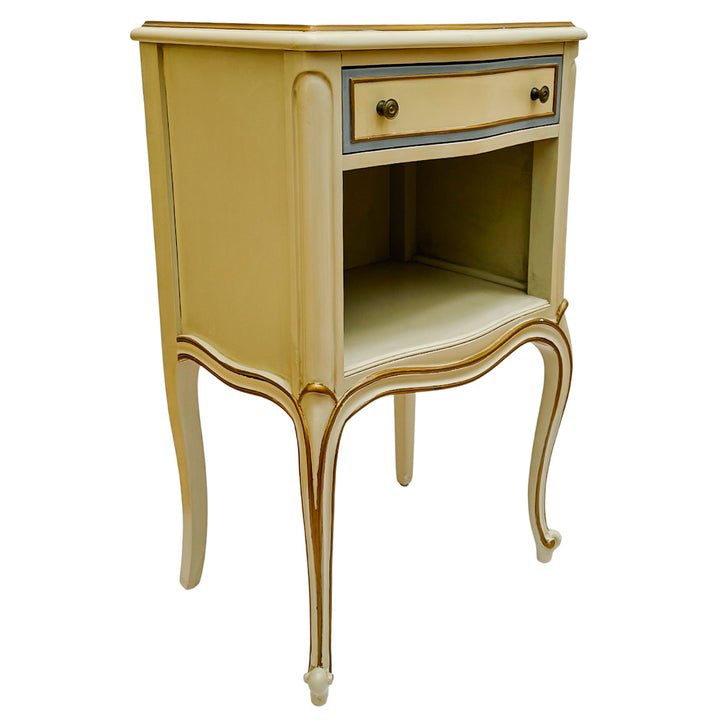 Drexel Touraine French Provincial Louis XV Style Crème Peinte Nightstands