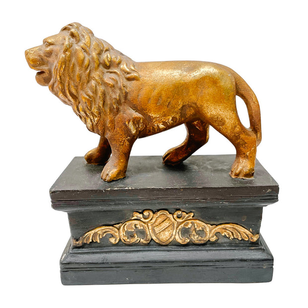 Pair Of Vintage Gold Resin Lion Bookends