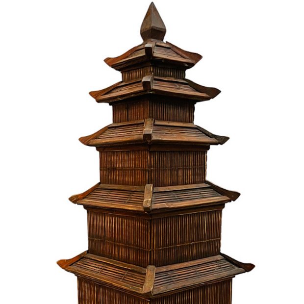 Vintage Chinese Split Reed Bamboo 6 Tier Pagoda Tower