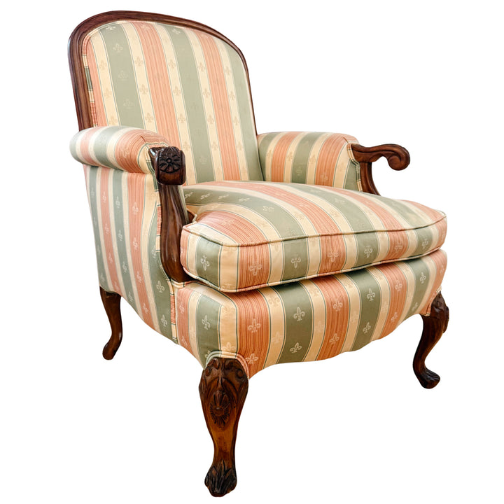 Early 20th Century Rococo Revival Italian Carved Bergere Armchair & Footstool