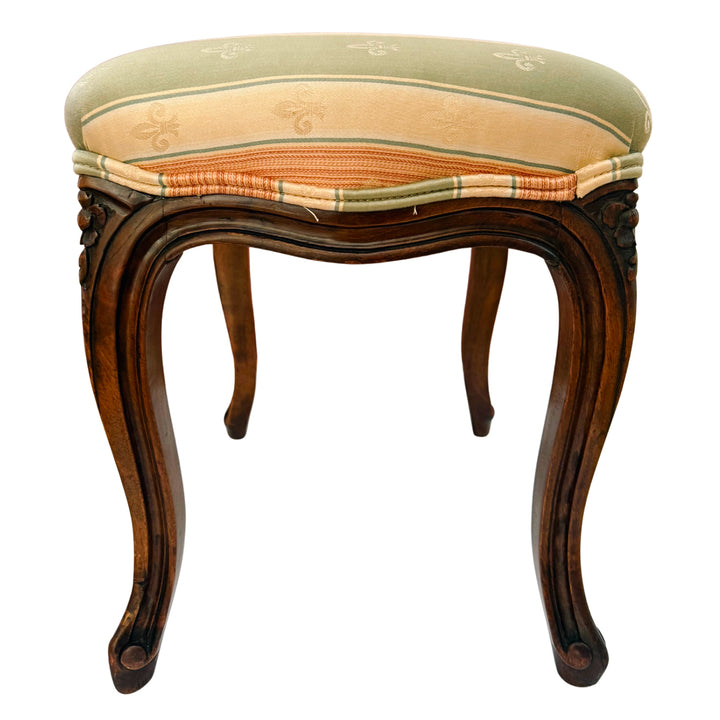 Early 20th Century Rococo Revival Italian Carved Bergere Armchair & Footstool