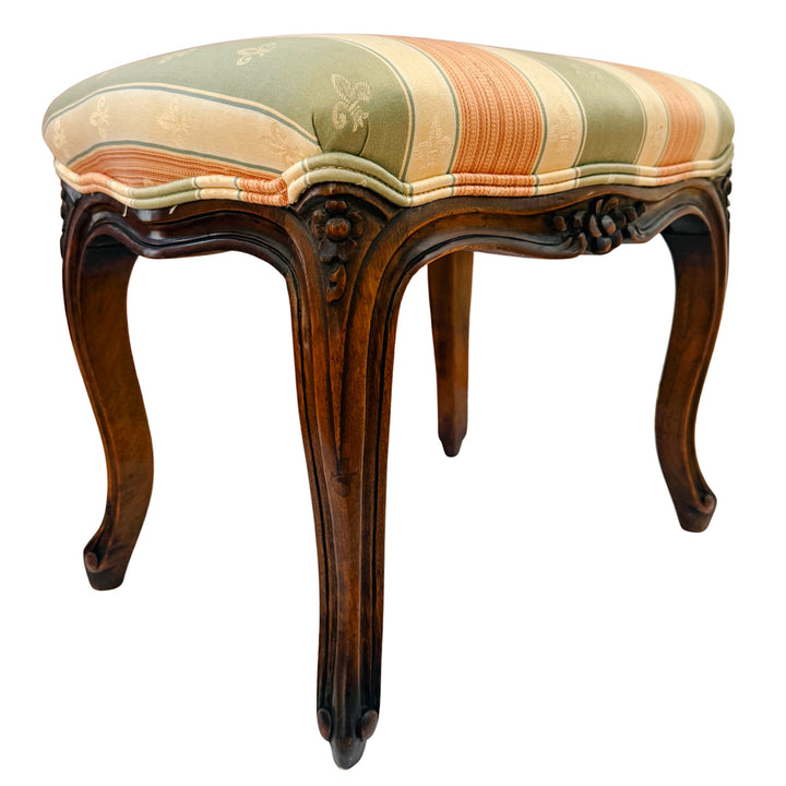 Early 20th Century Rococo Revival Italian Carved Bergere Armchair & Footstool