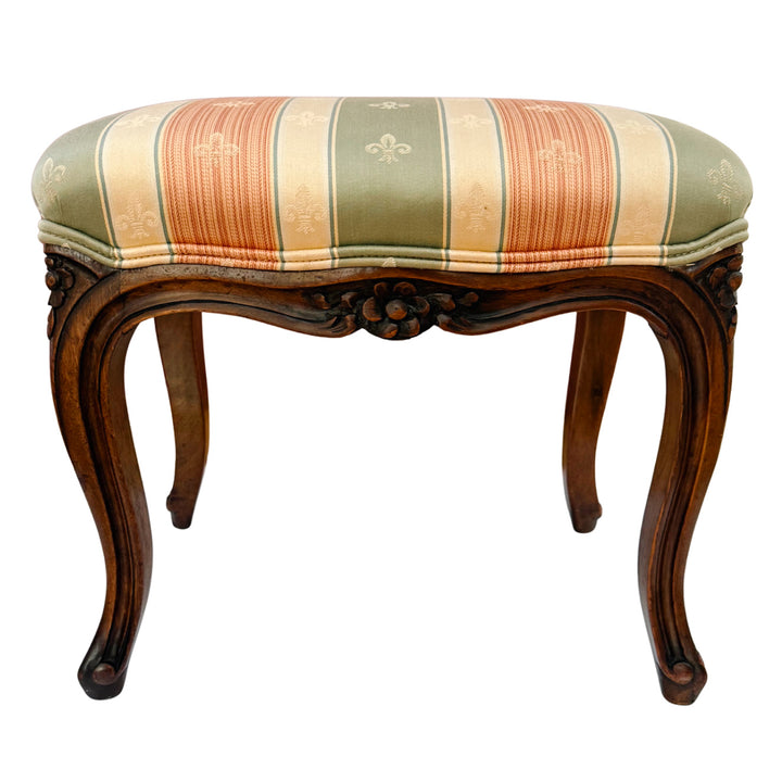 Early 20th Century Rococo Revival Italian Carved Bergere Armchair & Footstool