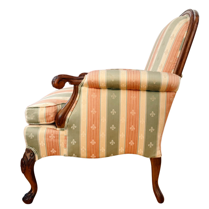 Early 20th Century Rococo Revival Italian Carved Bergere Armchair & Footstool