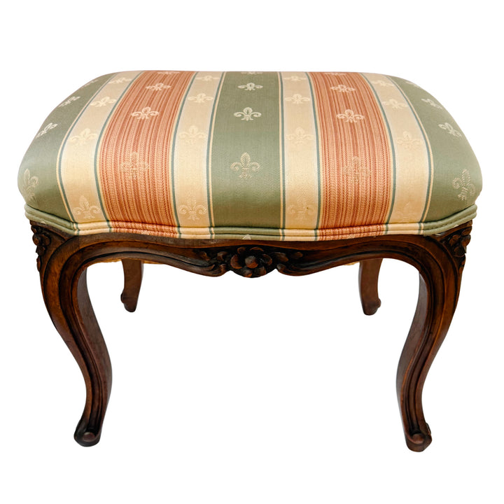 Early 20th Century Rococo Revival Italian Carved Bergere Armchair & Footstool