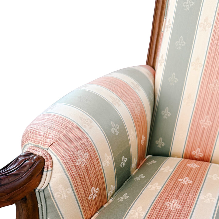 Early 20th Century Rococo Revival Italian Carved Bergere Armchair & Footstool