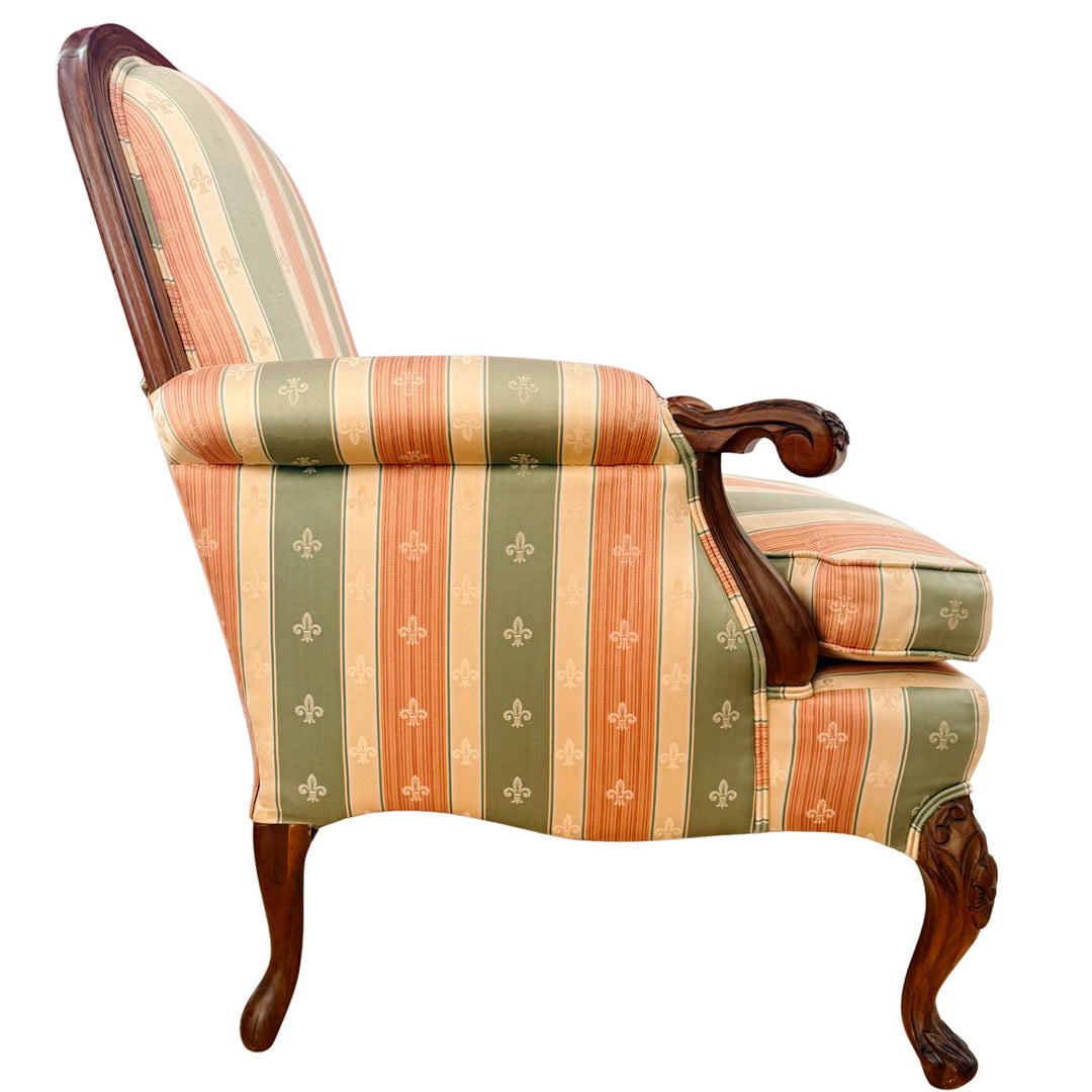 Early 20th Century Rococo Revival Italian Carved Bergere Armchair & Footstool