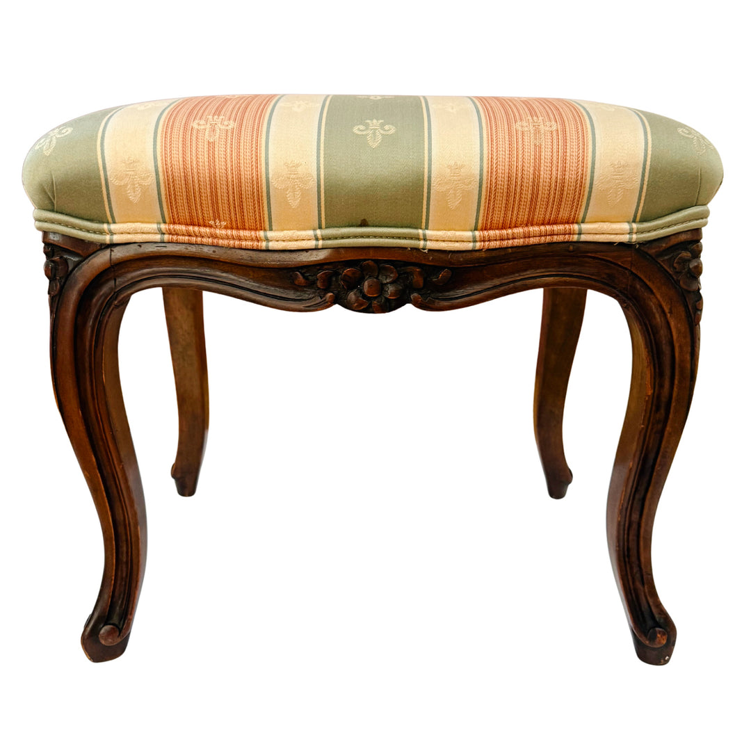 Early 20th Century Rococo Revival Italian Carved Bergere Armchair & Footstool