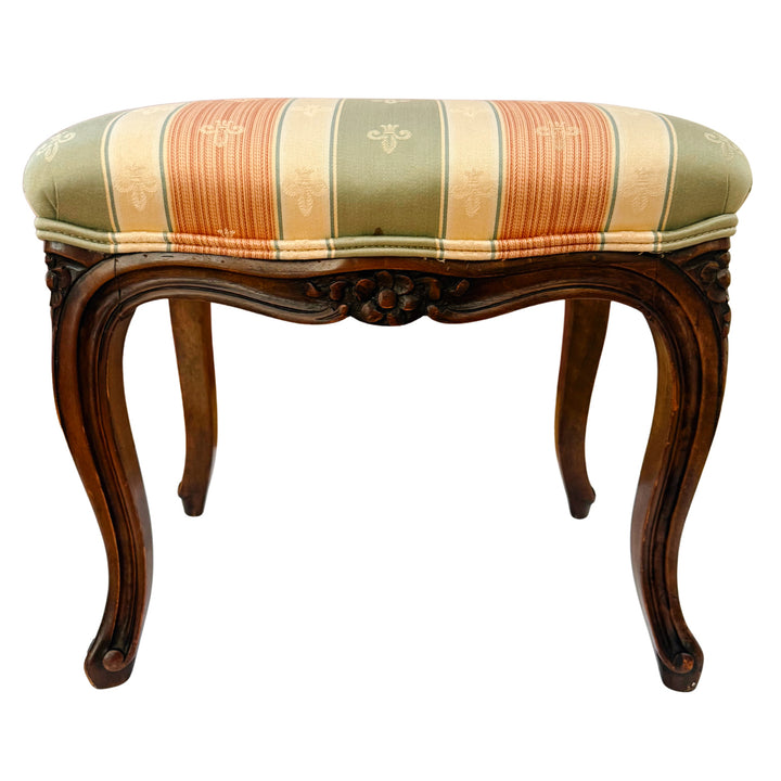 Early 20th Century Rococo Revival Italian Carved Bergere Armchair & Footstool