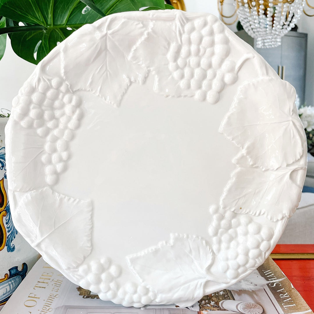 Embossed Grapevine Italian Whiteware Dinner Plates