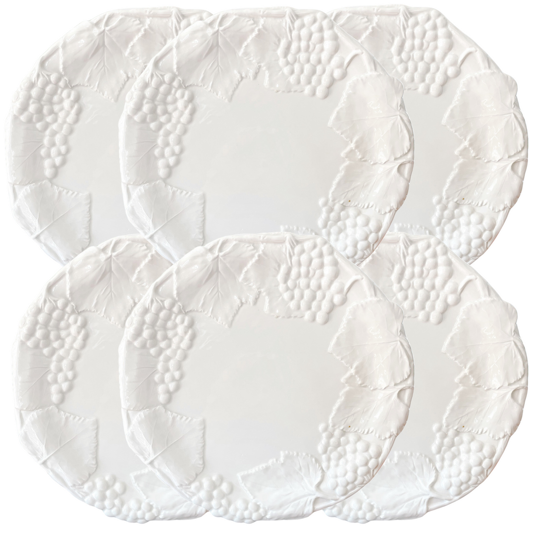 Embossed Grapevine Italian Whiteware Dinner Plates