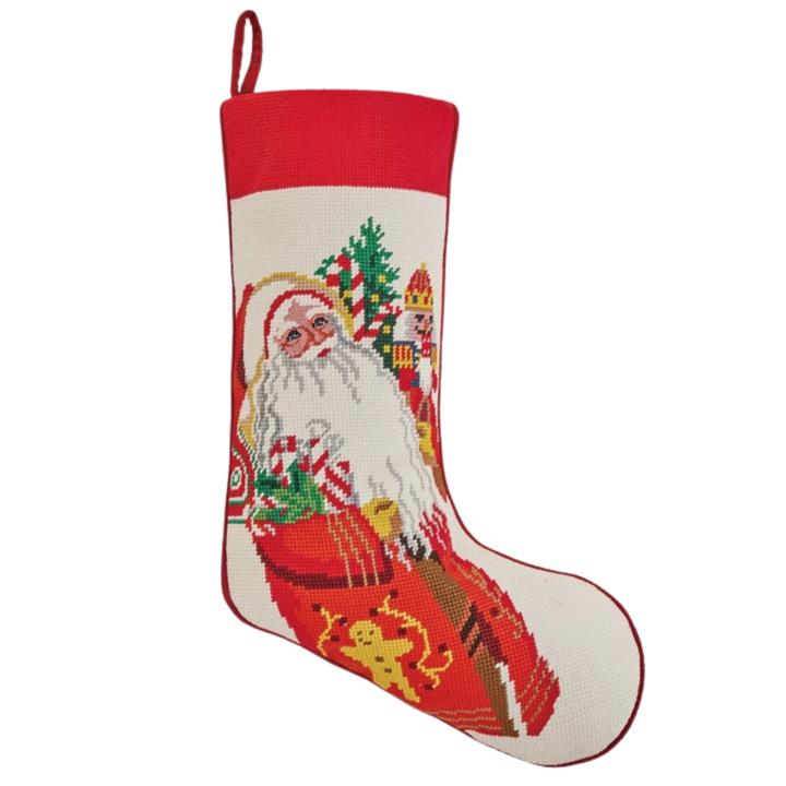 Jolly Santa Needlepoint Christmas Stocking