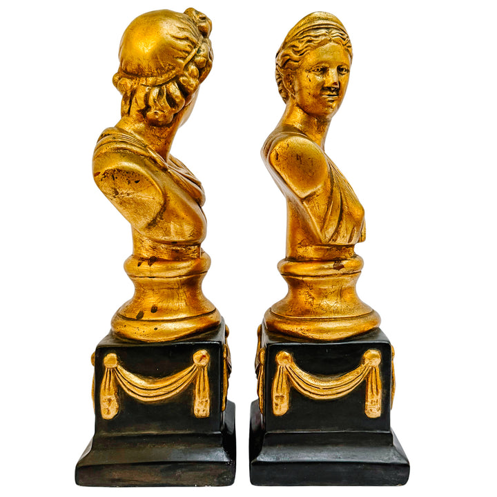 Empire Style Apollo & Diana Gilded Bust Bookends