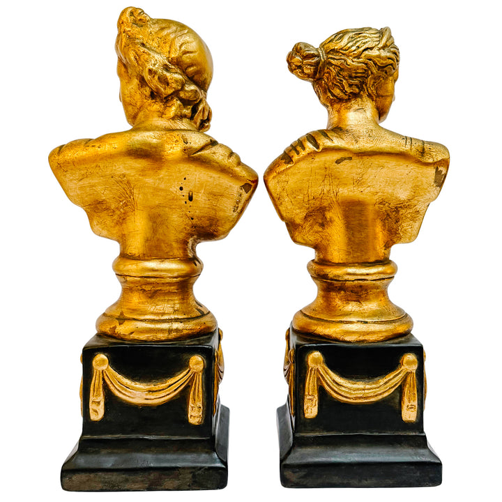 Empire Style Apollo & Diana Gilded Bust Bookends