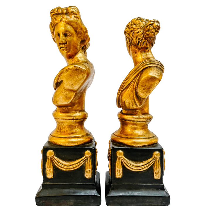 Empire Style Apollo & Diana Gilded Bust Bookends