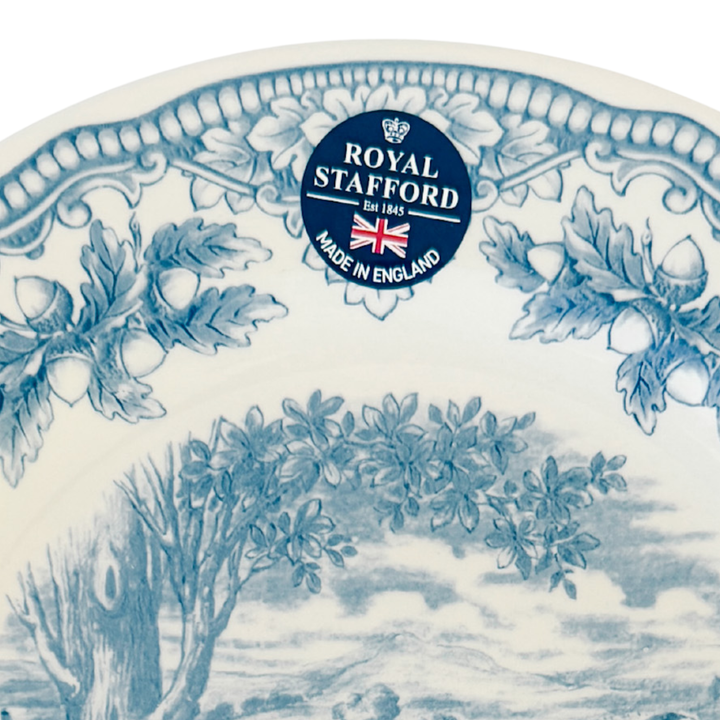 English Blue & White Transferware Pheasants Thanksgiving Dinner Plates