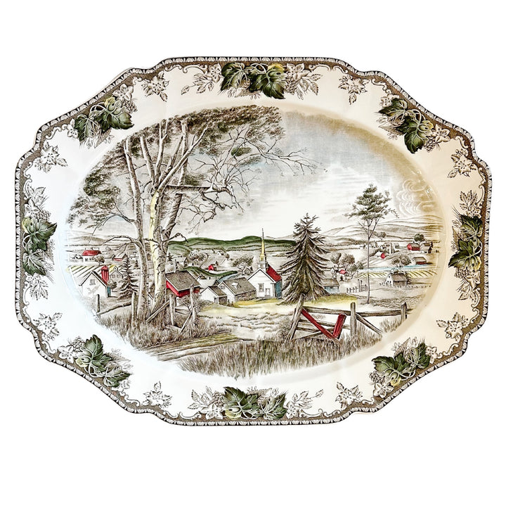 English Ironstone Johnson Bros Friendly Village Thanksgiving Turkey Platter