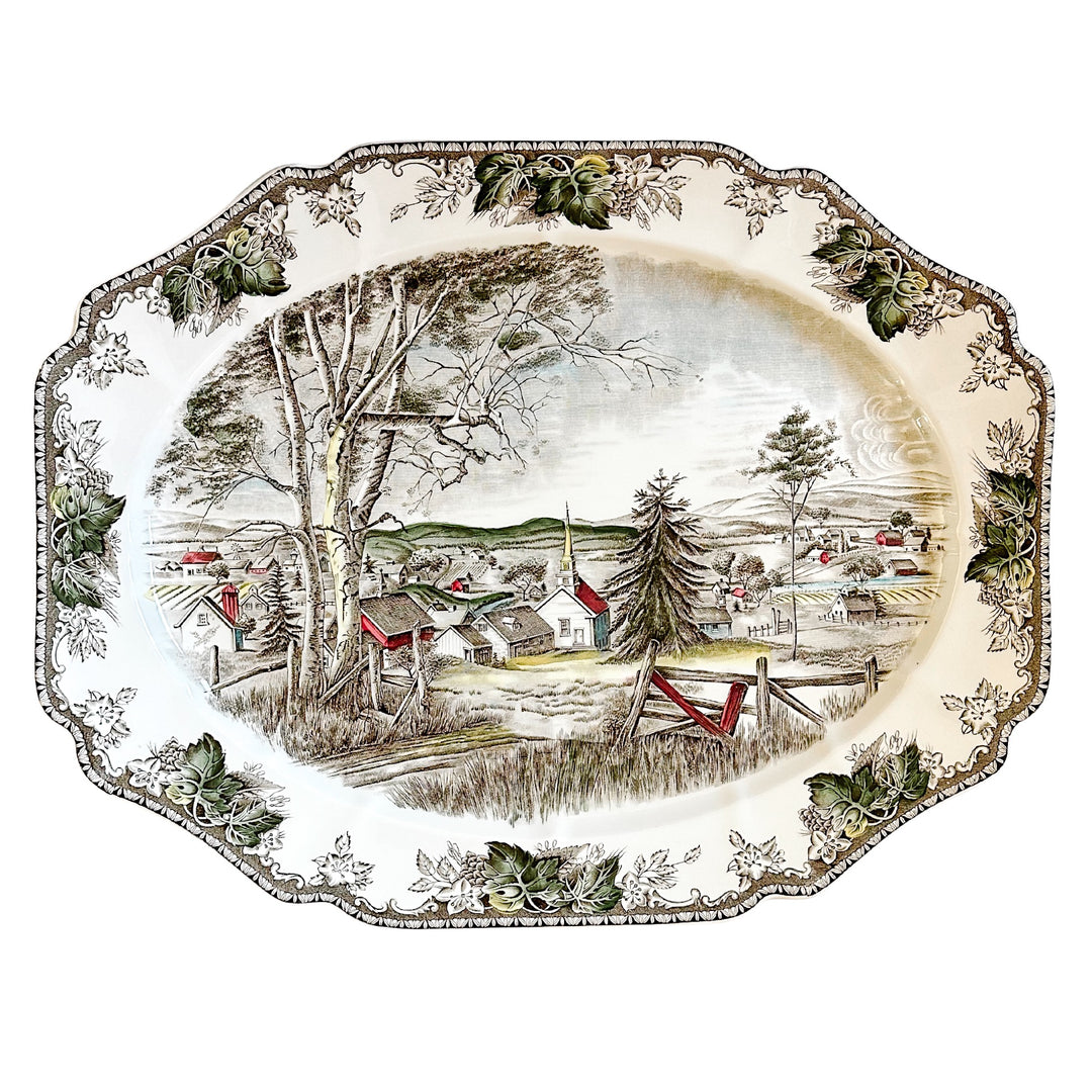 English Ironstone Johnson Bros Friendly Village Thanksgiving Turkey Platter