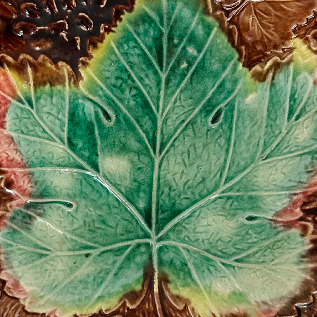 Antique English Majolica Grape & Strawberry Plate