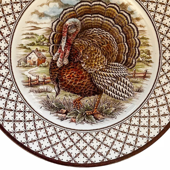 English Turkey Thanksgiving Dinner Plates 11"