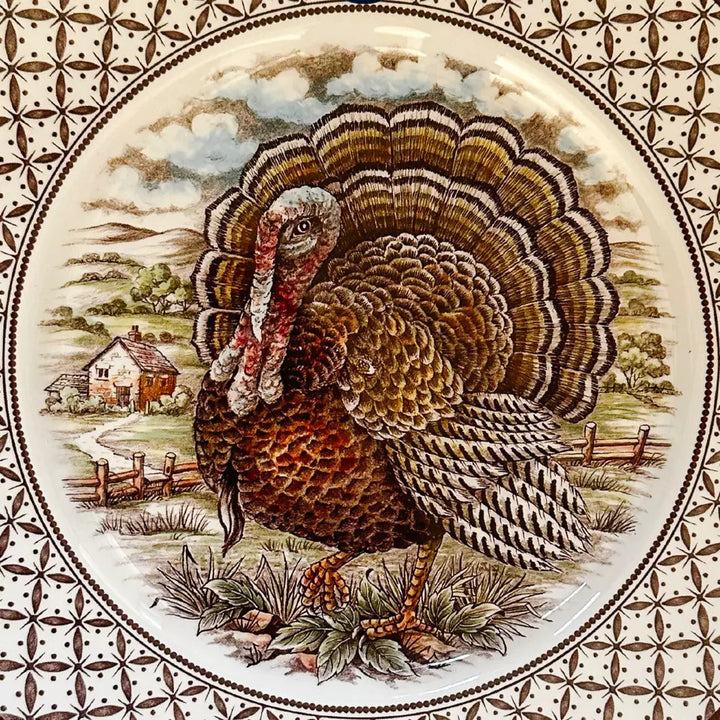 English Turkey Thanksgiving Dinner Plates 11"