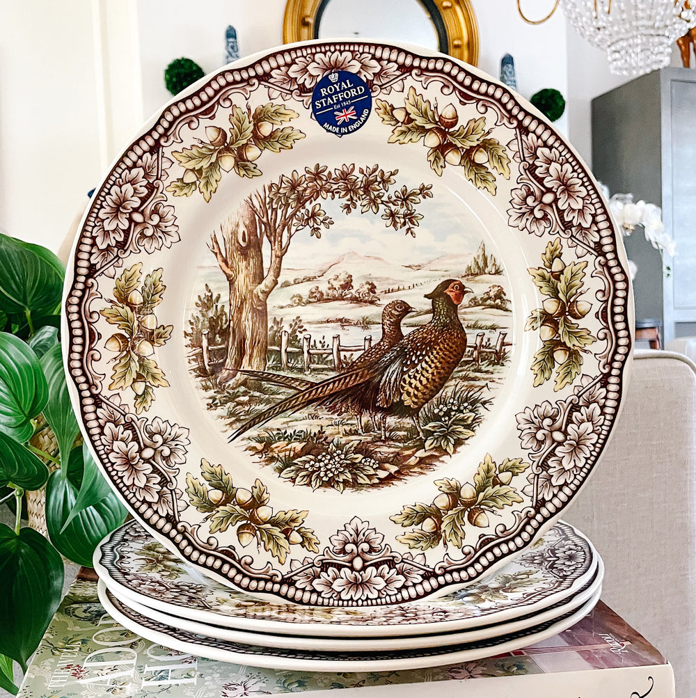 English Pheasants & Acorns Thanksgiving Dinner Plates