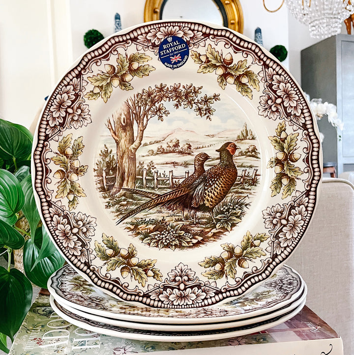 English Pheasants & Acorns Thanksgiving Dinner Plates