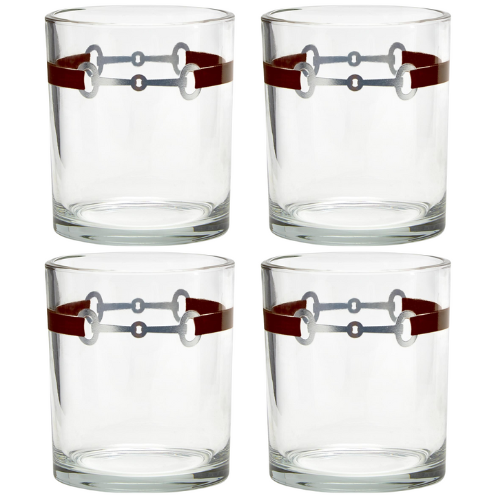 Equestrian Double Old Fashion Glasses, Set of 4