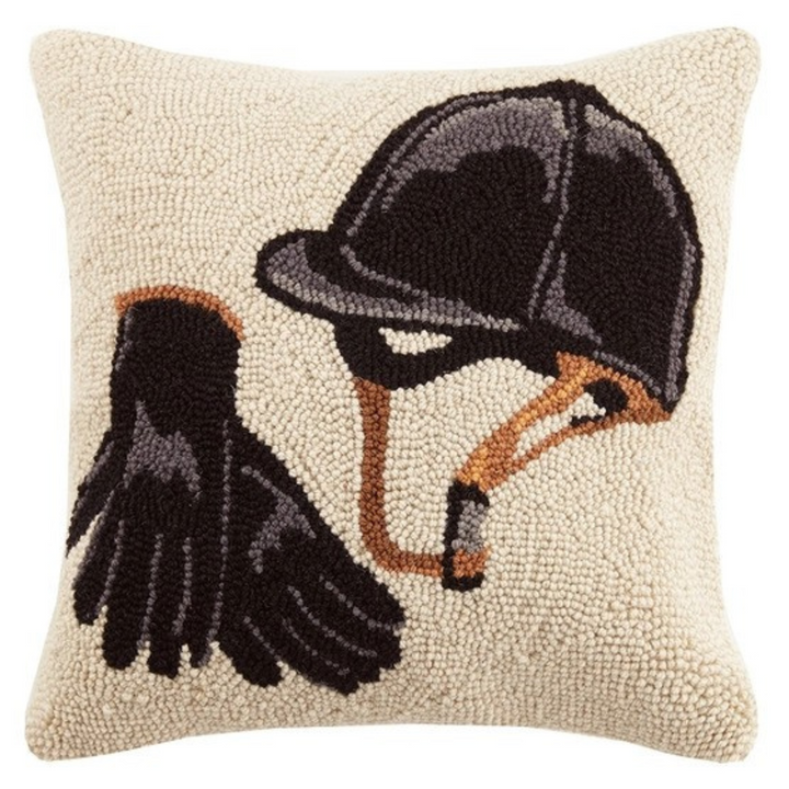 Equestrian Square Wool Hooked Throw Pillow