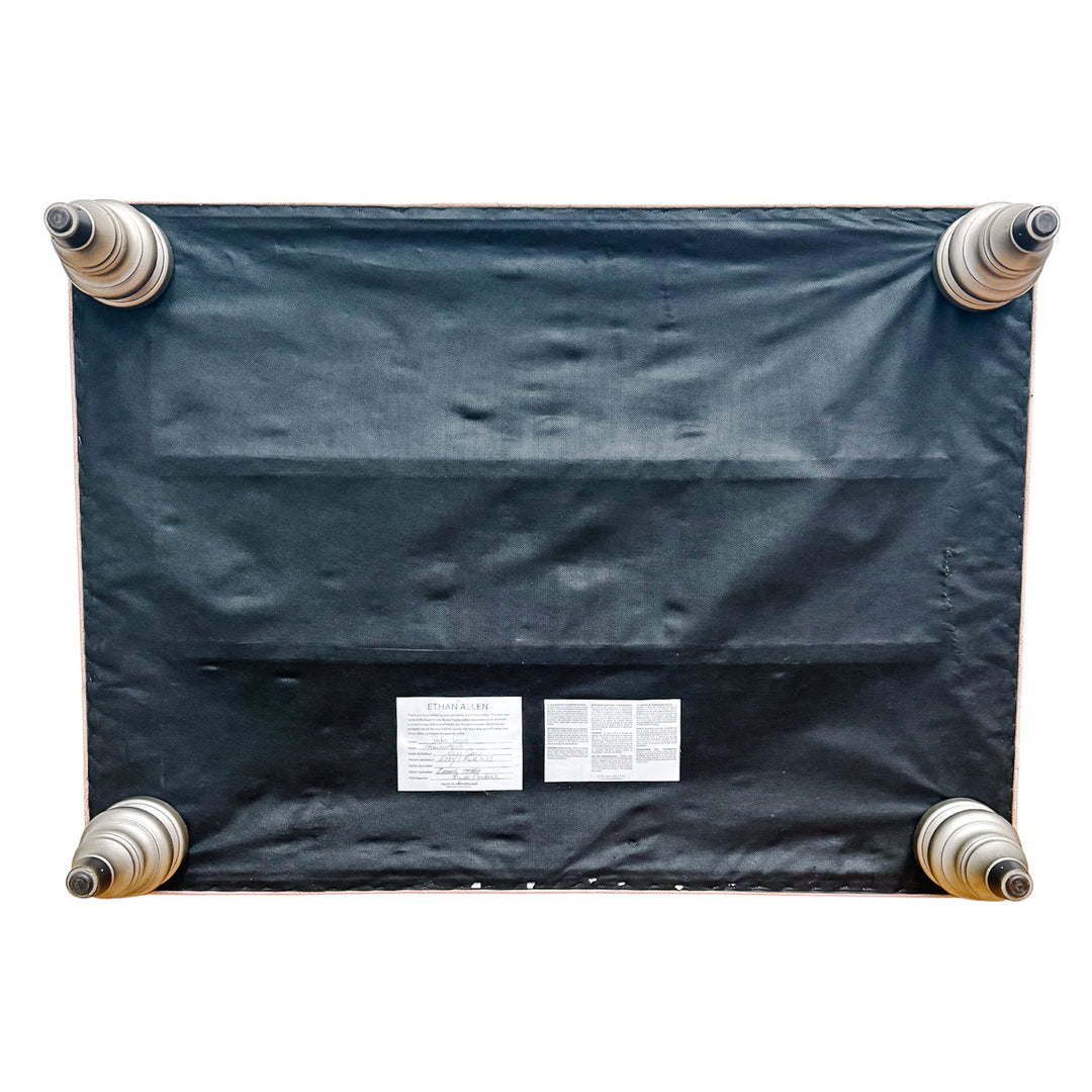 Ethan Allen Custom Tufted Pink Textured Ottoman With Nailhead Trim