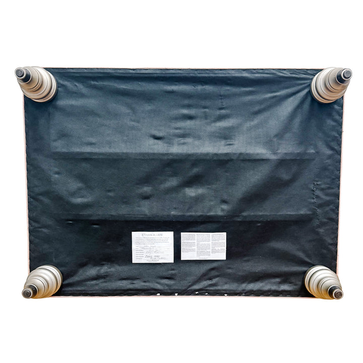 Ethan Allen Custom Tufted Pink Textured Ottoman With Nailhead Trim