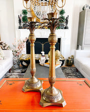 Vintage Extra Tall Brass Pineapple Candlesticks